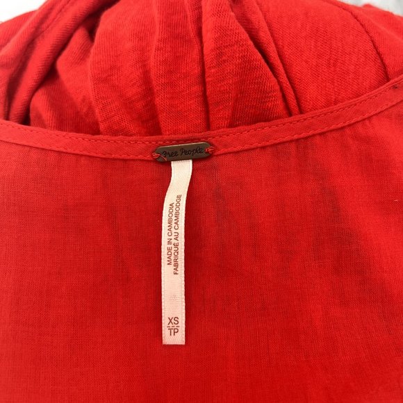 Free People Boho Oversized Lagenlook Highland Tee in Azalea Red XS Xsmall - Picture 4 of 6